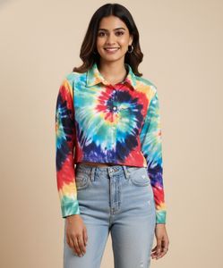 Colorful Tie-Dye Cropped Shirt
