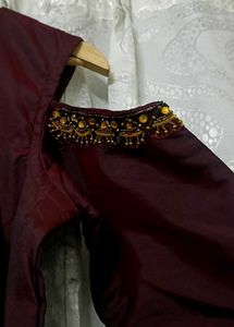 Elegant Maroon Cold Shoulder Gown