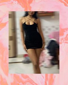 Black Velvet Mini Dress