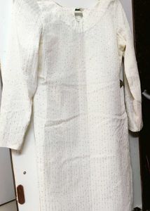 Elegant White Embellished Kurta with blue colour d