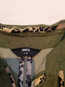 Olive Green Print Detail Top