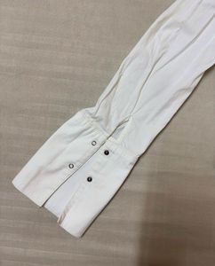 White Zip-Up Fitted Shirt