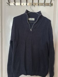 Men's Navy Blue Zip Neck Sweater