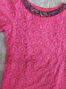 Stylish Pink Embroidered Sequen handwork with broc