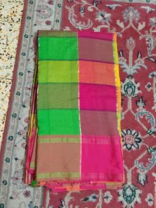 Vibrant Checked Cotton Saree