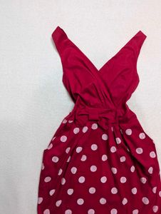 Red Polka Dot Micro Mini Dress(32 inches length)