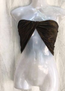Metallic Ruched Twist Tube Top