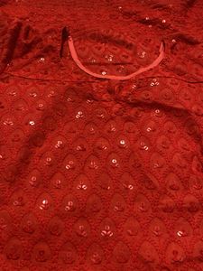 Red Sequined Ethnic Blouse