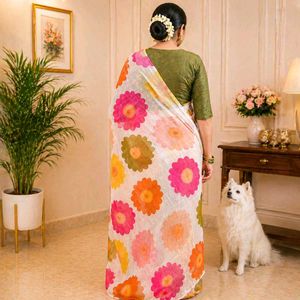 Pushpa Raga : A Soft floral Linen Sare