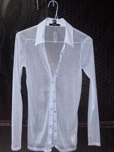 blue shimmer top Y2K vibes