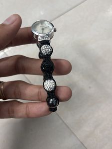 Women's Watch with Crystal &amp; Bead Bracelet