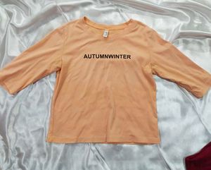 flourescent Orange 3/4th Sleeve Top