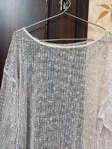 Sheer White Mesh Long Sleeve Top