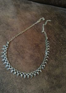 Silver Tone Floral Chain Necklace