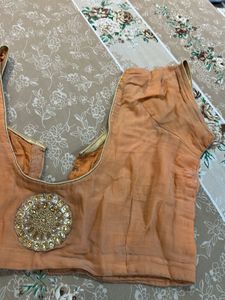 Designer Peach Blouse with Gota Patti