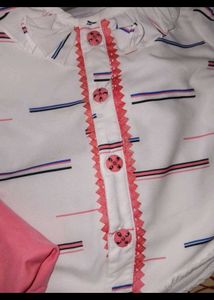 Cute Pink Dress and White Top Set