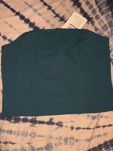 Teal Ribbed Strapless Tube Top