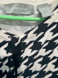 Houndstooth Print Button-Up cardigan