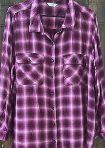 Purple Plaid Button-Up Shirt