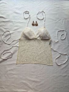 Embellished White Halter Neck Blouse