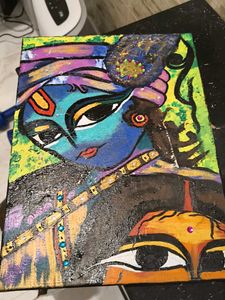 Vibrant Krishna Canvas Painting