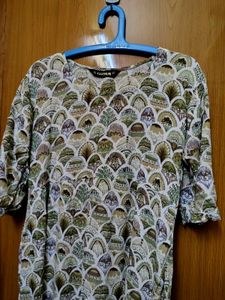 Plus size Designer Crushed Printed Kurta