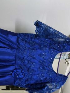 Royal Blue Lace &amp; Satin Gown