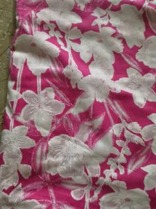 Pink Floral Print Fabric Piece