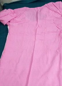 Pink &amp; White Embellished Kurti