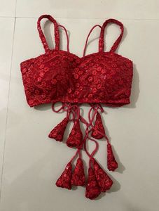 Red backless Blouse&amp;bra