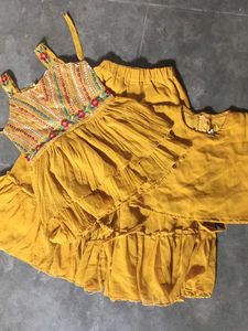 Designer Yellow Kurta Set with gharara