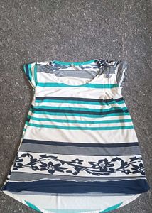 Striped Tunic with Floral Accent