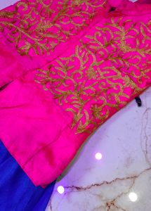 A PINK AND BLUE LEHENGA FOR GIRLS WITH DUPATTA
