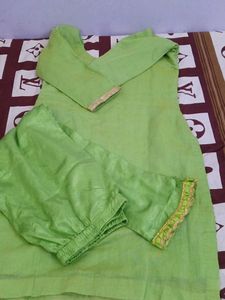 Beautiful Green Kurta Set with Gold Border