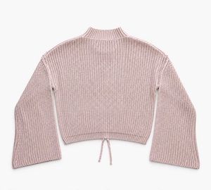 BLUSH PINK LACE-UP CROPPED KNIT SWEATER