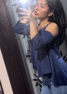 Stylish Cold Shoulder Navy Blue Top
