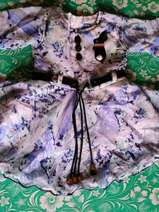 Abstract Print Button-Up Blouse