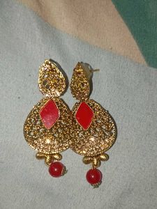 Beautiful Gold & Red Earrings