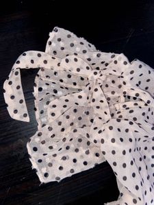 ONLY Pastel Peach Polka Dot Ruffle Neck Tops - Siz