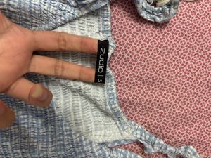 Blue &amp; White Checkered Mini Dress