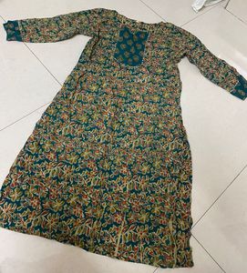 Green Floral Print Kurta