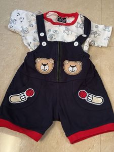 Cute Bear Overalls and T-shirt Set
