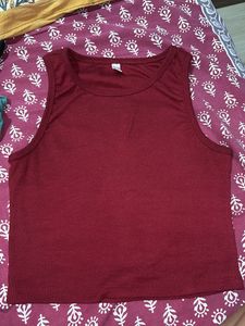 Ribbed Maroon Tank Top
