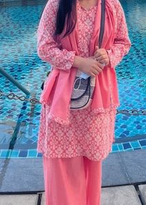 Pink Printed Kurta Set