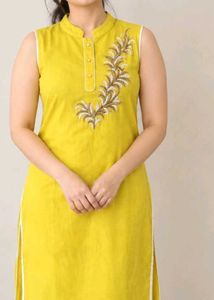 Yellow Embroidered Kurta