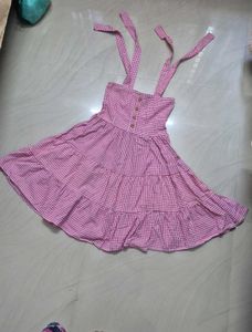Pink Gingham Tie-Strap Dress