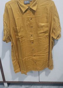 Mustard Yellow Short Sleeve Button-Up Shirt