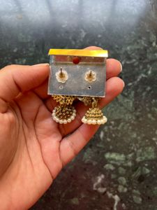 Ethnic Jhumka and Set of 3 Hoop Earrings