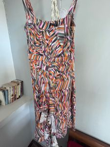Retro Abstract Print Ruffle Mini Dress