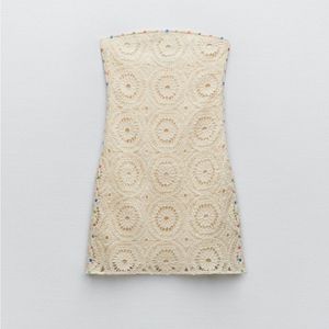 Zara Limited Edition Beaded Crochet Mini Dress